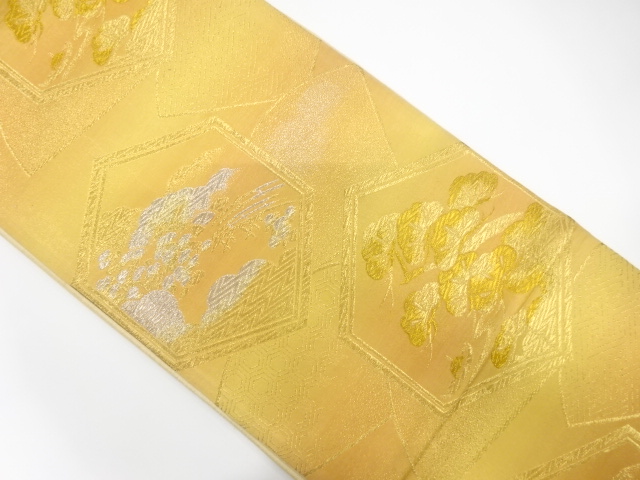 JAPANESE KIMONO / ANTIQUE FUKURO OBI / SILK / WOVEN KIKKO & PINE